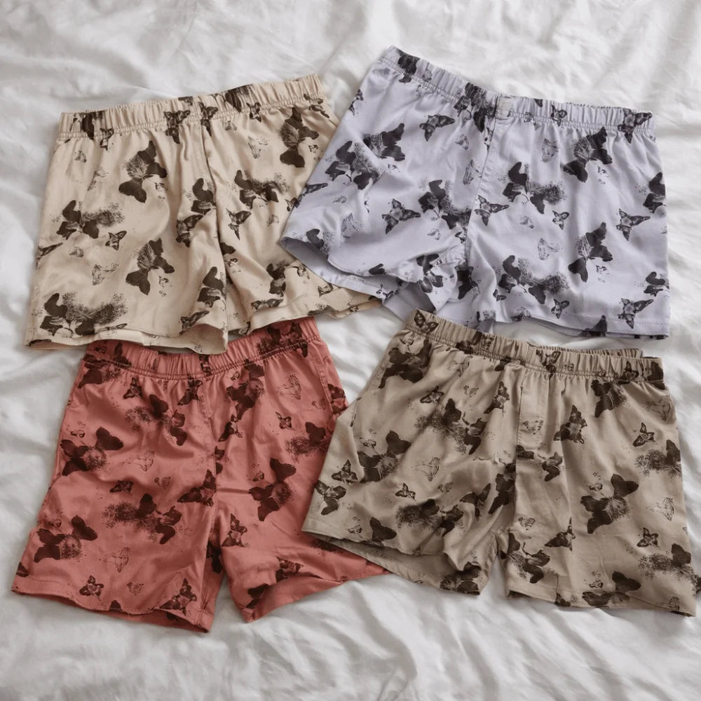 Plus Size L-4XL Men's Boxer Briefs Elastic Waistband Breathable Butterfly Print Underwear Comfortable Fashion Beach Pants